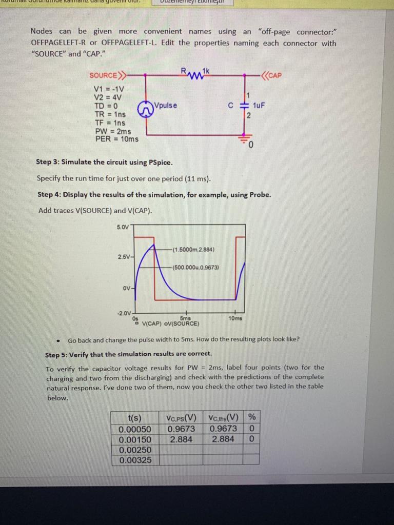 Circuit Schematic Simulation Output Vs T And V Chegg Com