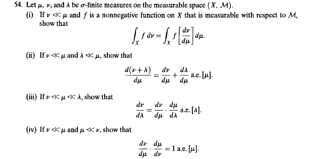 Solved 54. Let μ, ν, and λ be σ-finite measures on the | Chegg.com