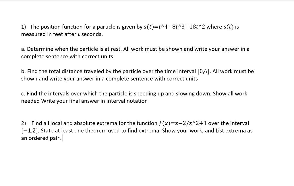 Solved 1) The position function for a particle is given by | Chegg.com