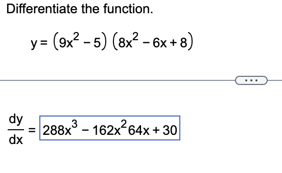 Solved Differentiate The Function Y9x2−58x2−6x8 1910