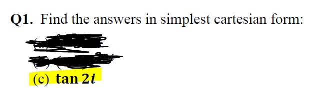 Answer In Cartesian Form Solved Q1. Find the answers in simplest cartesian form: (c) | Chegg.com