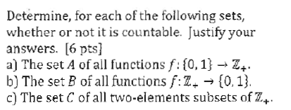 Solved Determine, For Each Of The Following Sets, Whether Or | Chegg.com