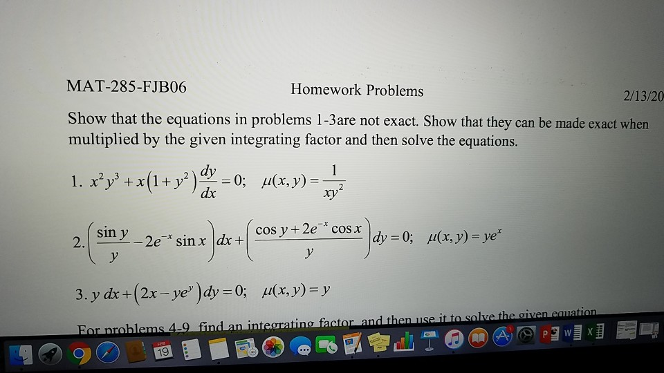 Solved MAT-285-FJB06 Homework Problems 2/13/20 Show that the | Chegg.com