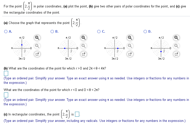 Solved For The Point 2 In Polar Coordinates A Plot The