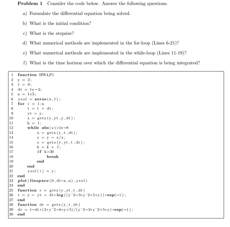Problem 1 Consider the code below. Answer the | Chegg.com