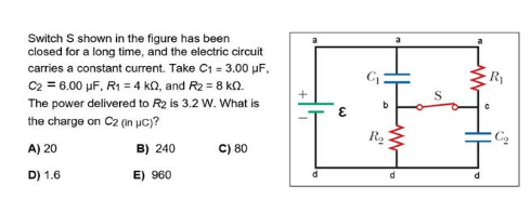 Solved Switch S shown in the figure has been closed for a | Chegg.com