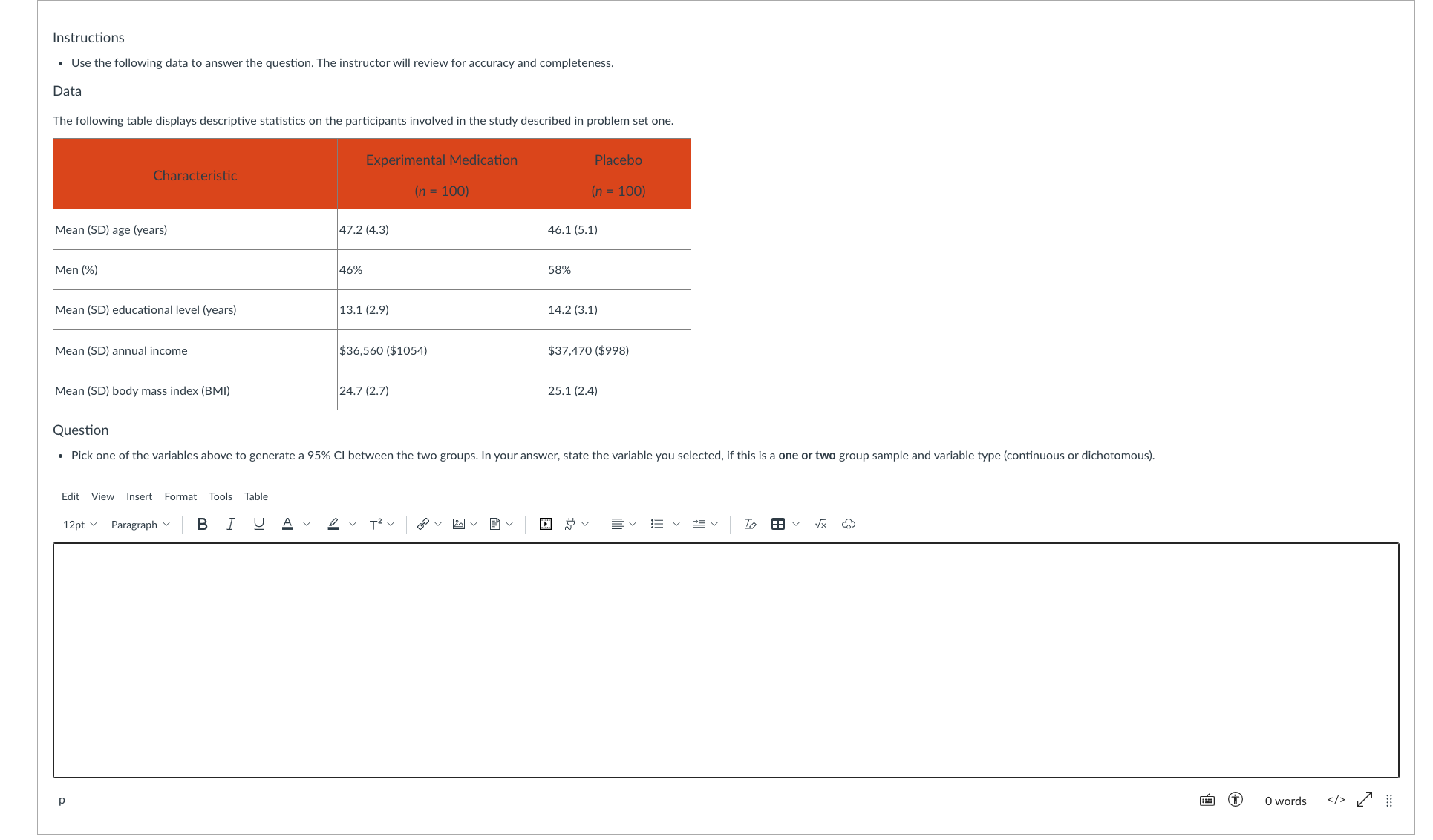 Solved Instructions - Use the following data to answer the | Chegg.com