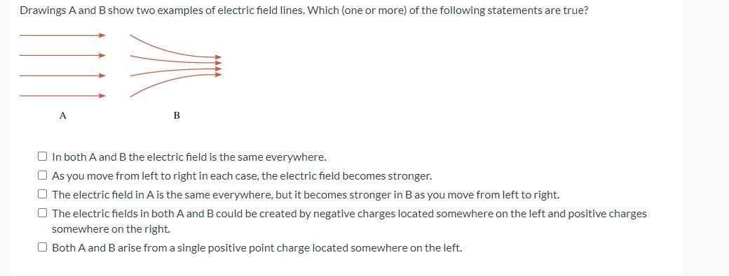 Solved Drawings A and B show two examples of electric field