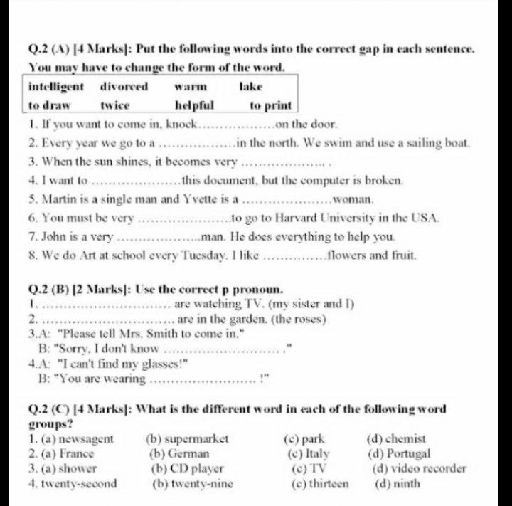 Solved Q.2 (A) 14 Marks) Put the following words into the