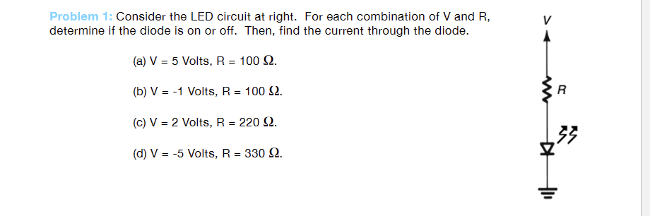 Solved Problem 1: Consider the LED circuit at right. For | Chegg.com