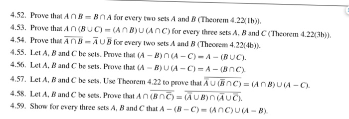 Solved 4.52. Prove that A n B B n A for every two sets A and | Chegg.com