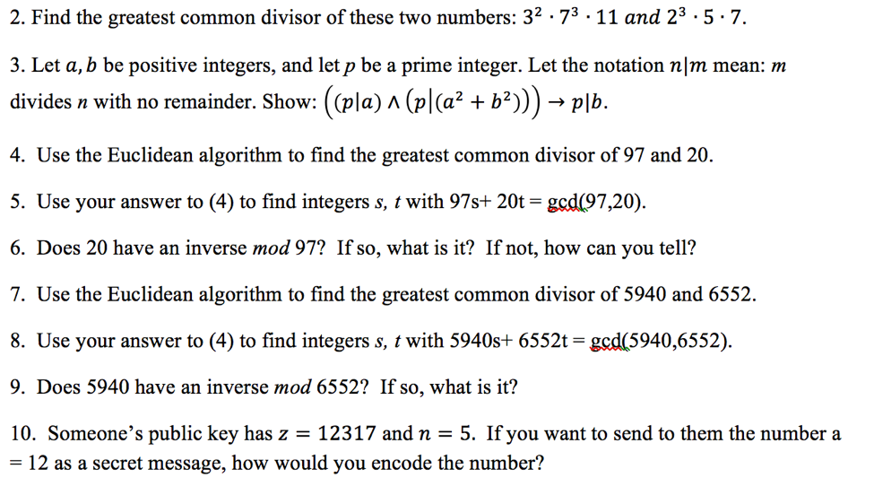Solved 2. Find the greatest common divisor of these two | Chegg.com