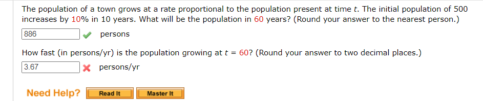 Solved The population of a town grows at a rate proportional | Chegg.com
