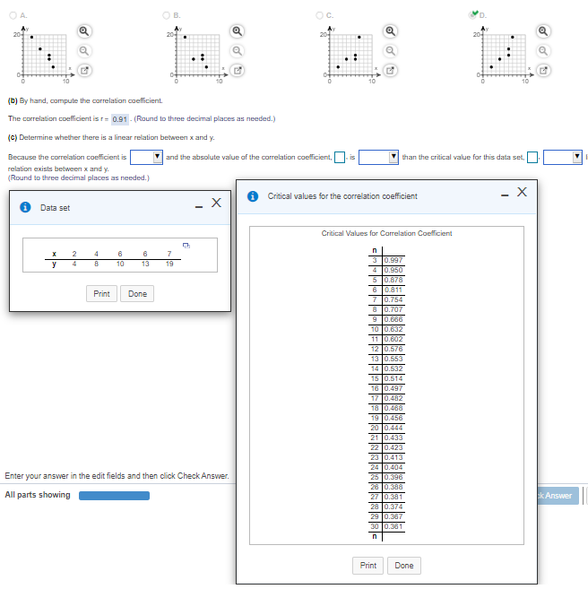 Solved A c. 20-1 (D) By hand, compute the correlation | Chegg.com