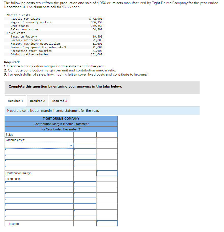 Solved The following costs result from the production and | Chegg.com