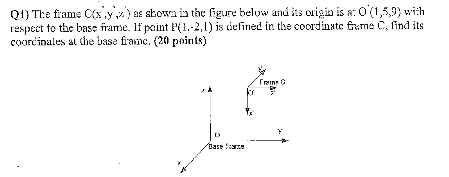 Solved (1) The frame C(x',y,z) as shown in the figure below | Chegg.com