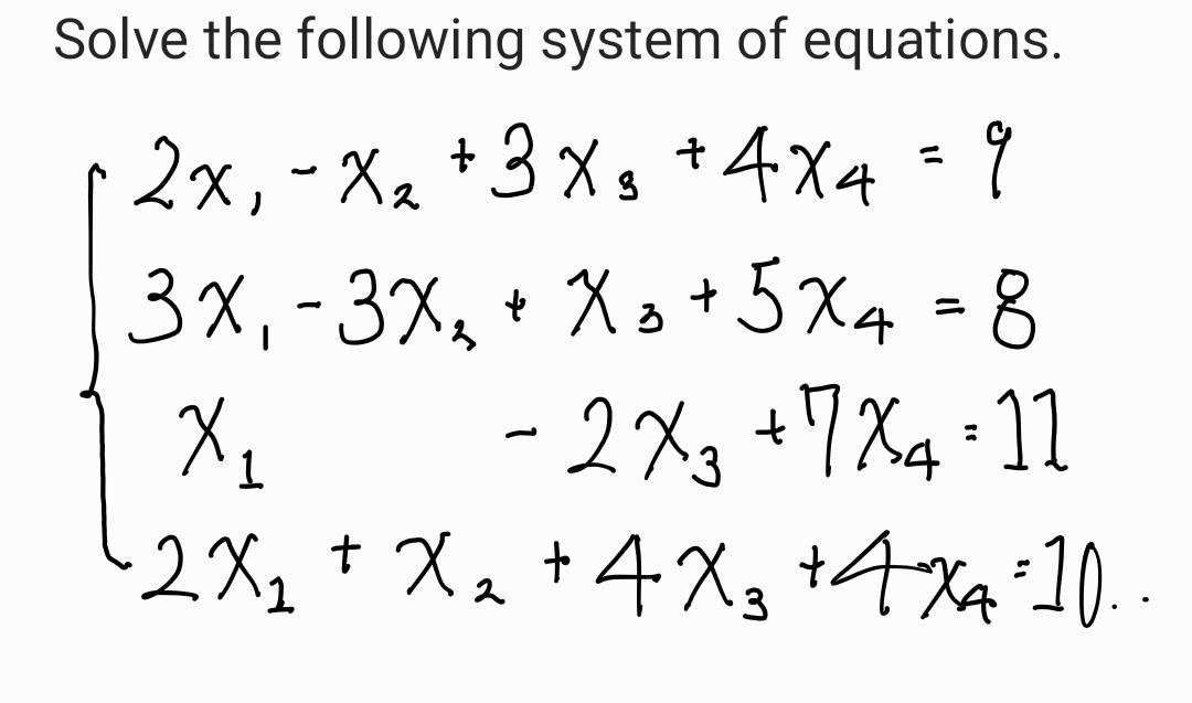 Solved + S Solve the following system of equations. 2x,-X2 | Chegg.com