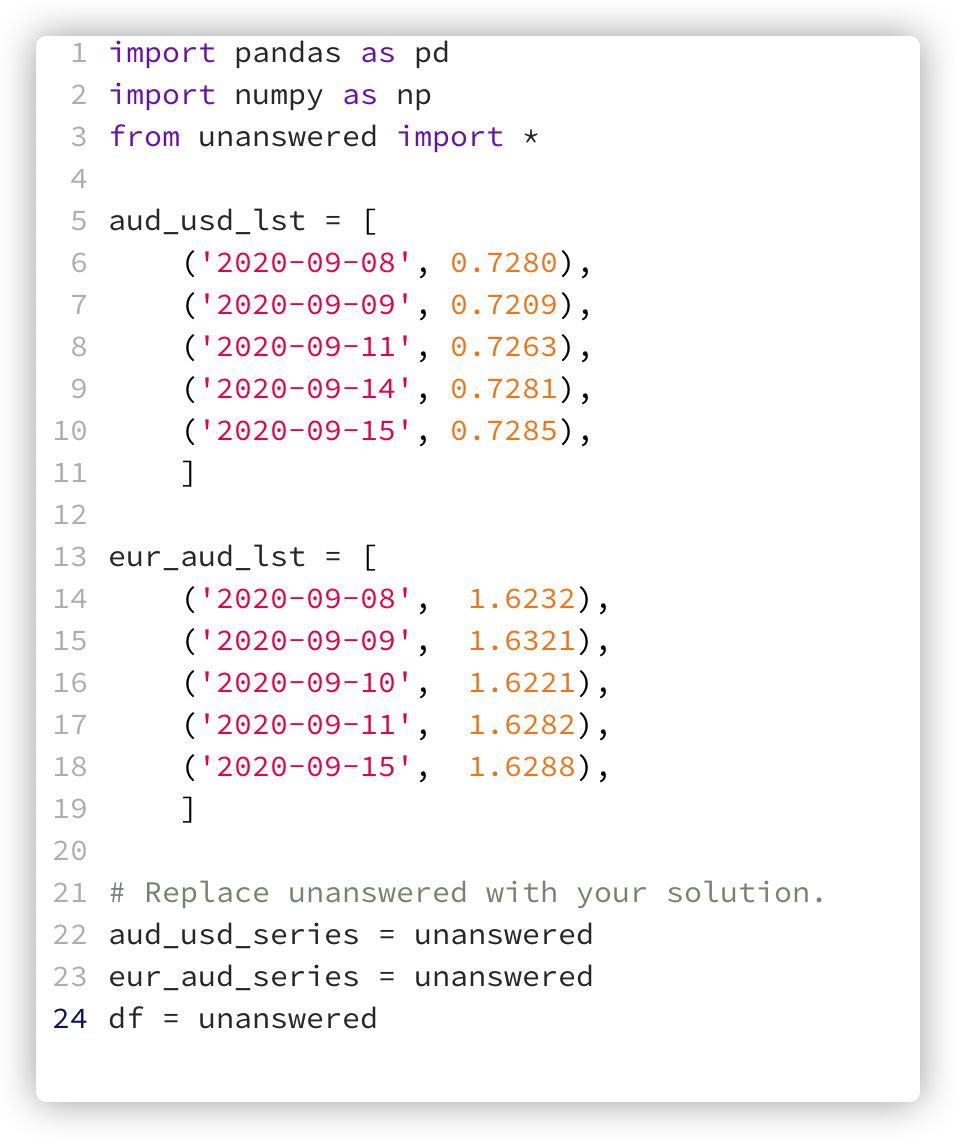 Solved Code Challenge: Combining Series into Data Frames | Chegg.com