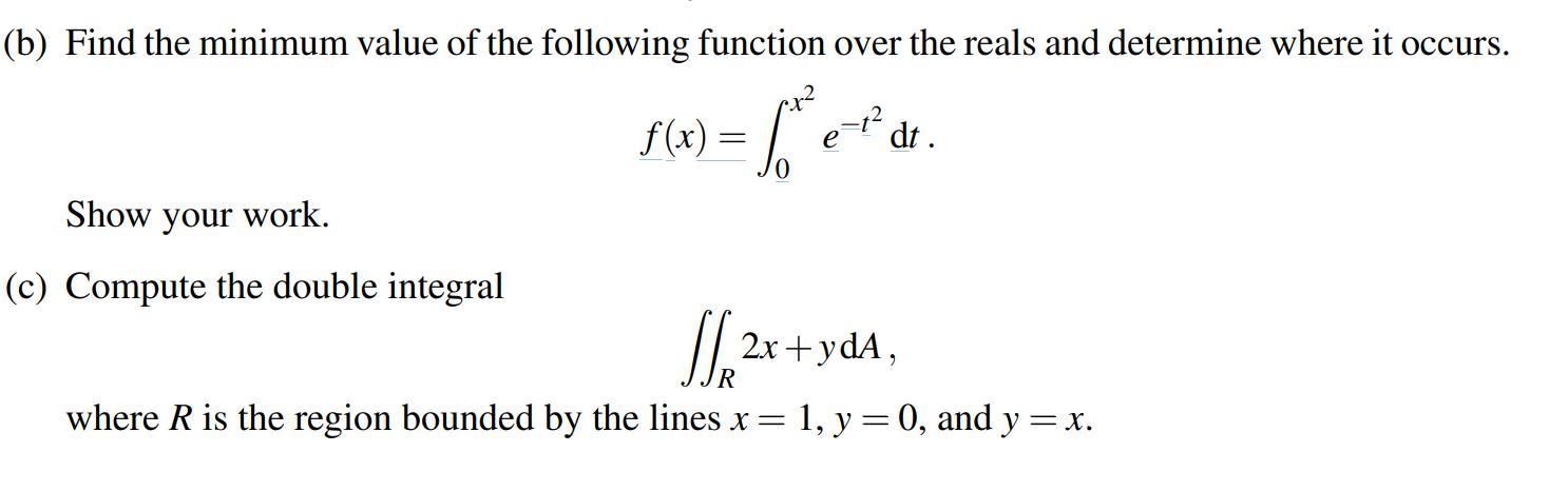 Solved (b) Find The Minimum Value Of The Following Function | Chegg.com