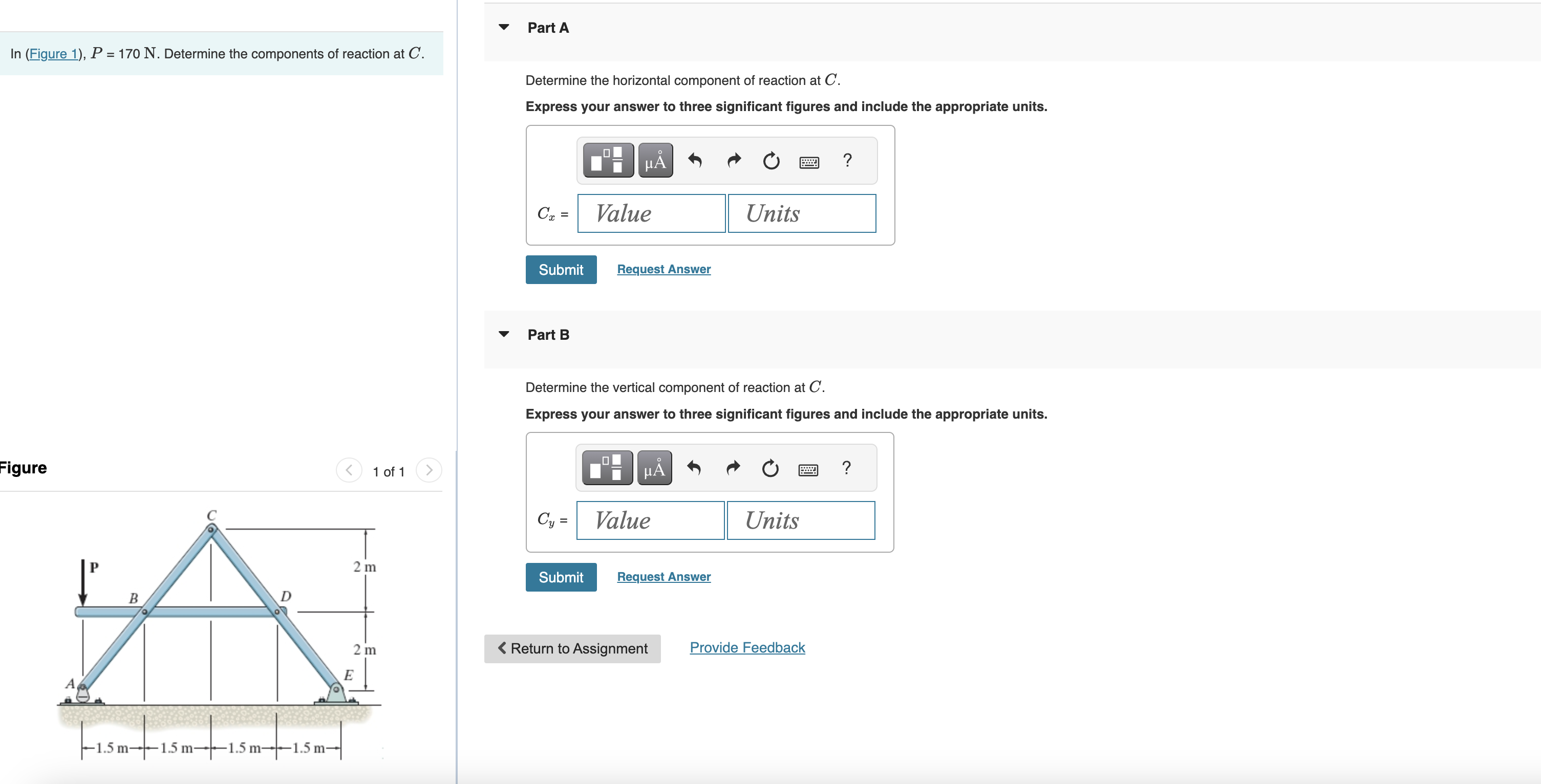 Solved In (Figure 1), P=170 N. Determine the components of | Chegg.com