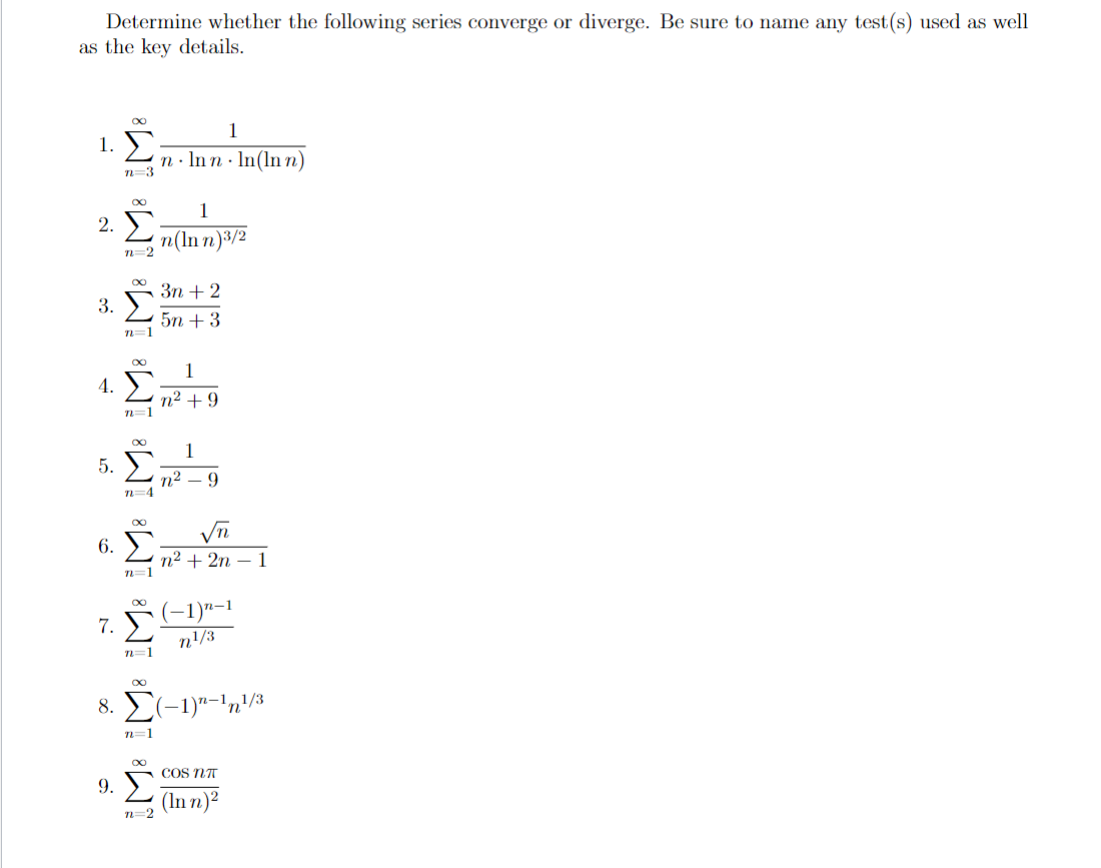 Solved Determine Whether The Following Series Converge Or | Chegg.com