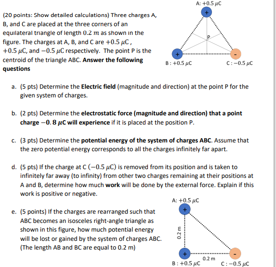 Solved Three Charges A, B, And C Are Placed At The Three | Chegg.com