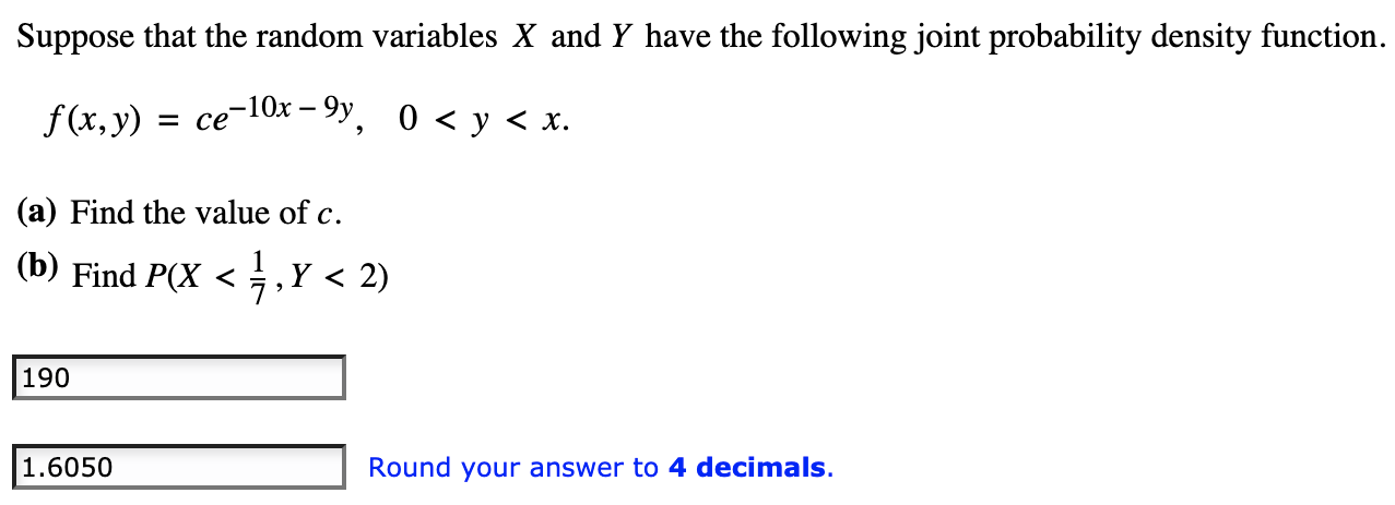 Solved Suppose that the random variables X and Y have the | Chegg.com