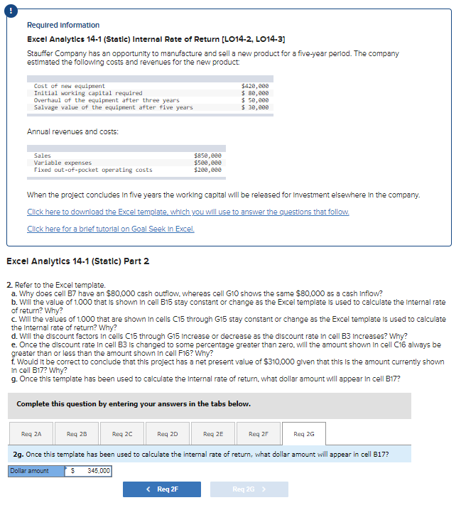 Solved Required information Excel Analytics 14-1 (Stetle) | Chegg.com