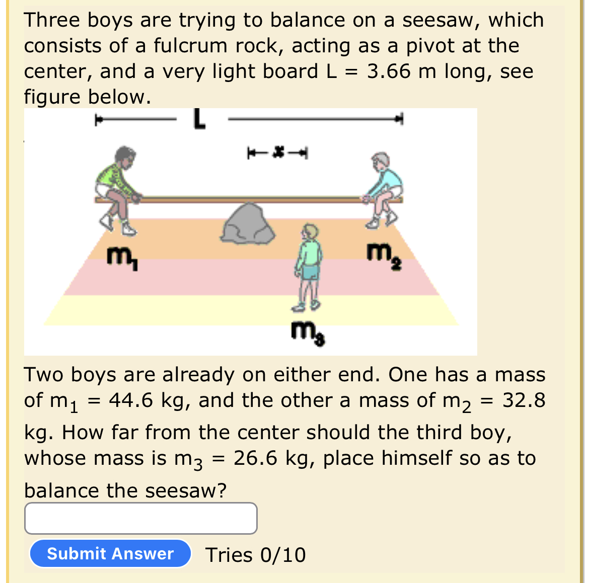 Solved Three boys are trying to balance on a seesaw, which | Chegg.com
