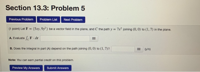 Solved Section 13.3: Problem 5 Previous Problem Problem List | Chegg.com
