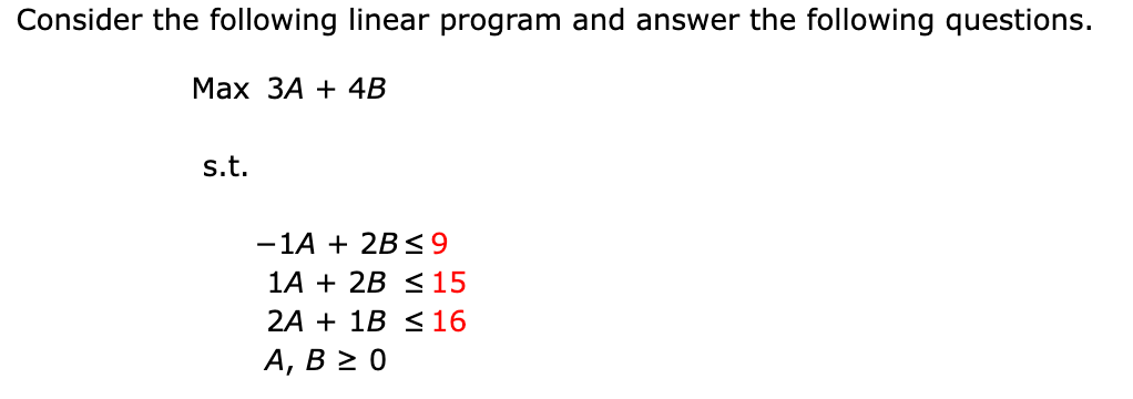 Solved Consider the following linear program and answer the | Chegg.com