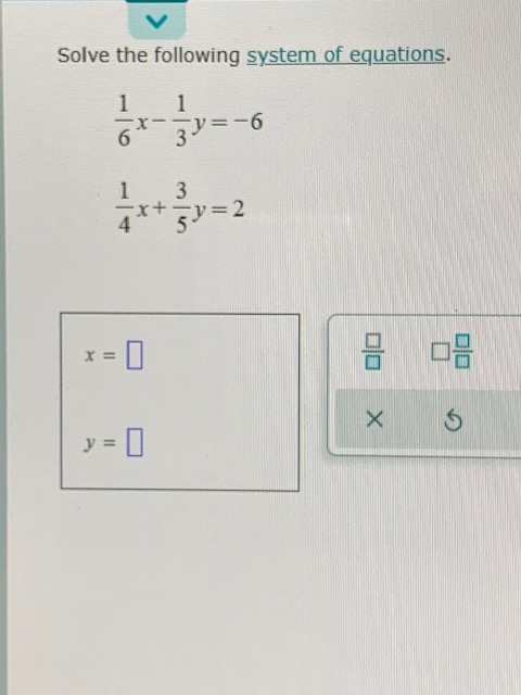 Solved Solve the following system of equations. 6 08 y = 1 | Chegg.com