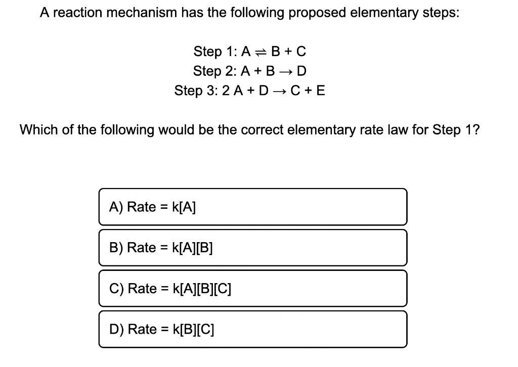 Solved A Reaction Mechanism Has The Following Proposed | Chegg.com