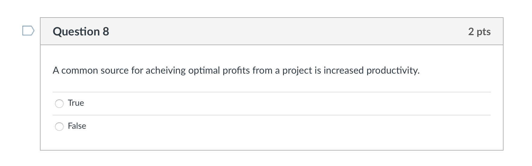Solved Question 1 2 pts A “profitable” project is defined as | Chegg.com