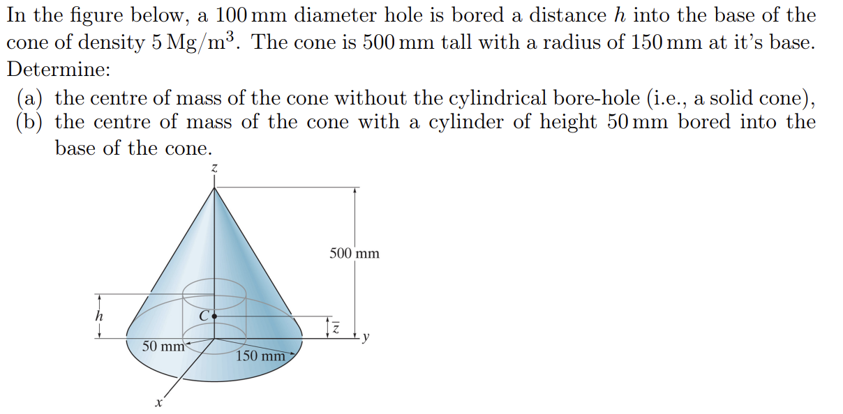 Solved In the figure below, a 100 mm diameter hole is bored | Chegg.com