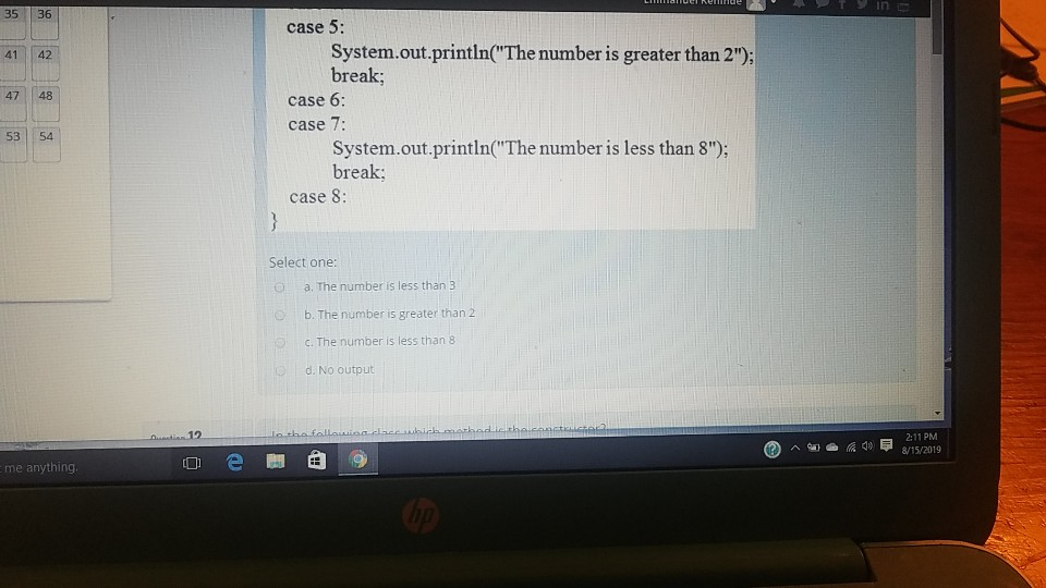 Solved Question 9 Given the following code what will the | Chegg.com