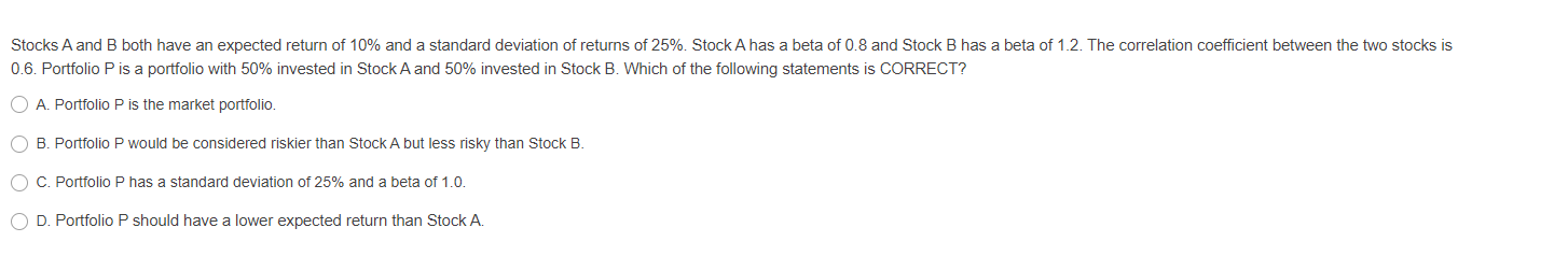 Solved Stocks A And B Both Have An Expected Return Of 10% | Chegg.com