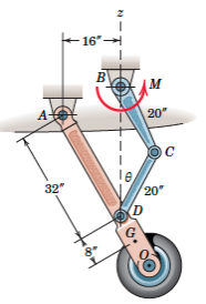 Solved The Set Of Wheels Is Raised By Applying A Torque M | Chegg.com