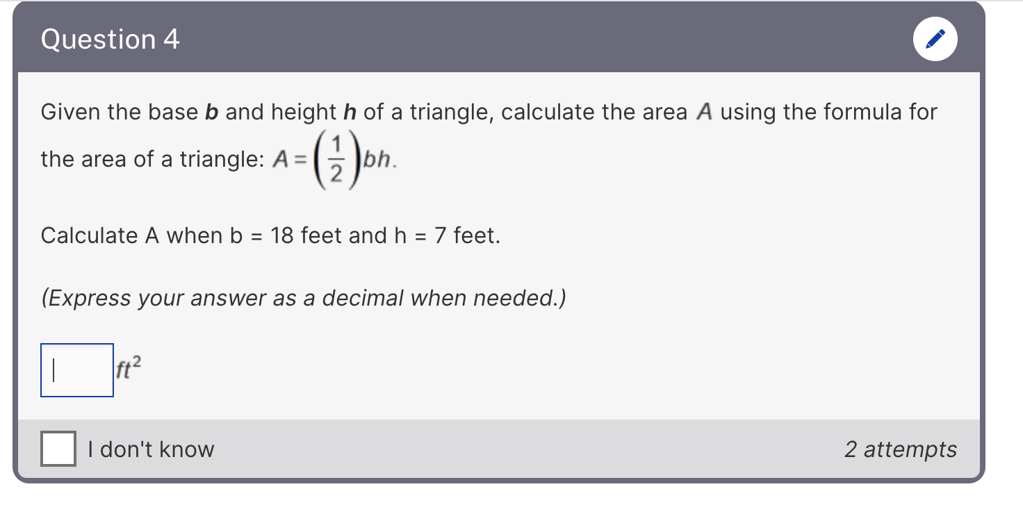 Solved Question 4 Given The Base B And Height H Of A | Chegg.com