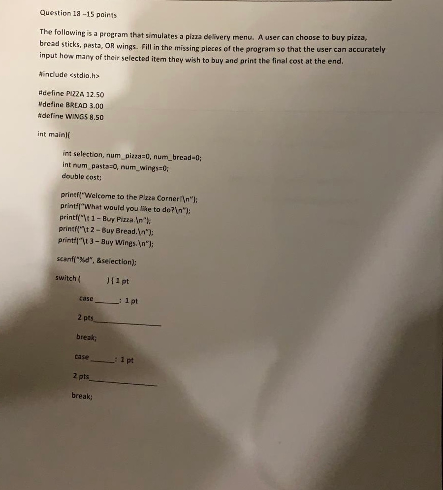 Solved Question 18-15 points The following is a program that | Chegg.com