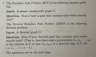 Solved 7. The Hamilton Path Problem (HPP) is the following | Chegg.com