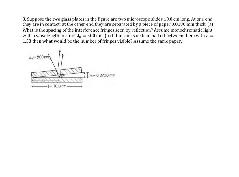 Solved 3. Suppose the two glass plates in the figure are two