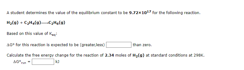 Solved A student determines the value of the equilibrium | Chegg.com