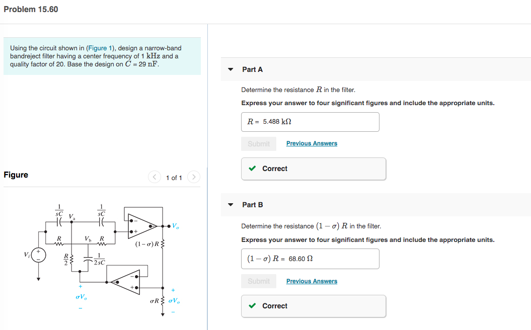 Solved Problem 15.60 Using the circuit shown in (Figure 1), | Chegg.com