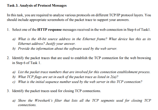 Solved Task 3. Analysis of Protocol Messages In this task, | Chegg.com