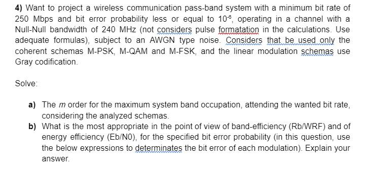 Solved 4) Want to project a wireless communication pass-band | Chegg.com