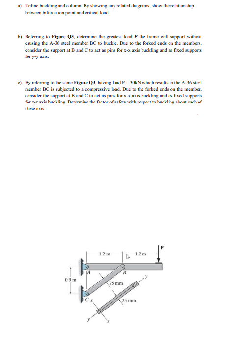 Solved a) Define buckling and column. By showing any related | Chegg.com