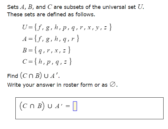 Solved Sets A,B, And C Are Subsets Of The Universal Set U. | Chegg.com ...