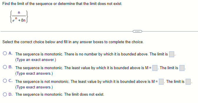 Solved Find the limit of the sequence or determine that the | Chegg.com