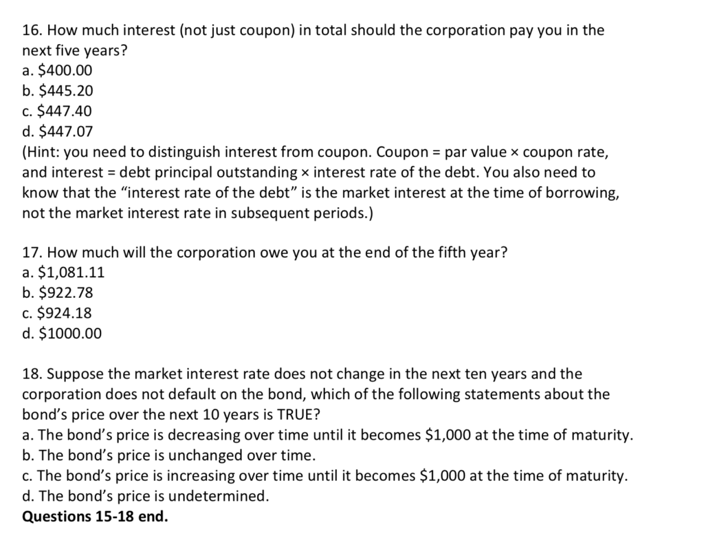 Solved Questions 15-18 are based on the following | Chegg.com